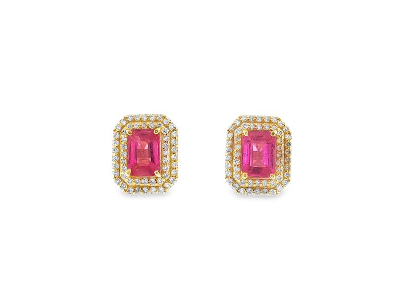 Aretes Zafiros Rosas Y Diamantes