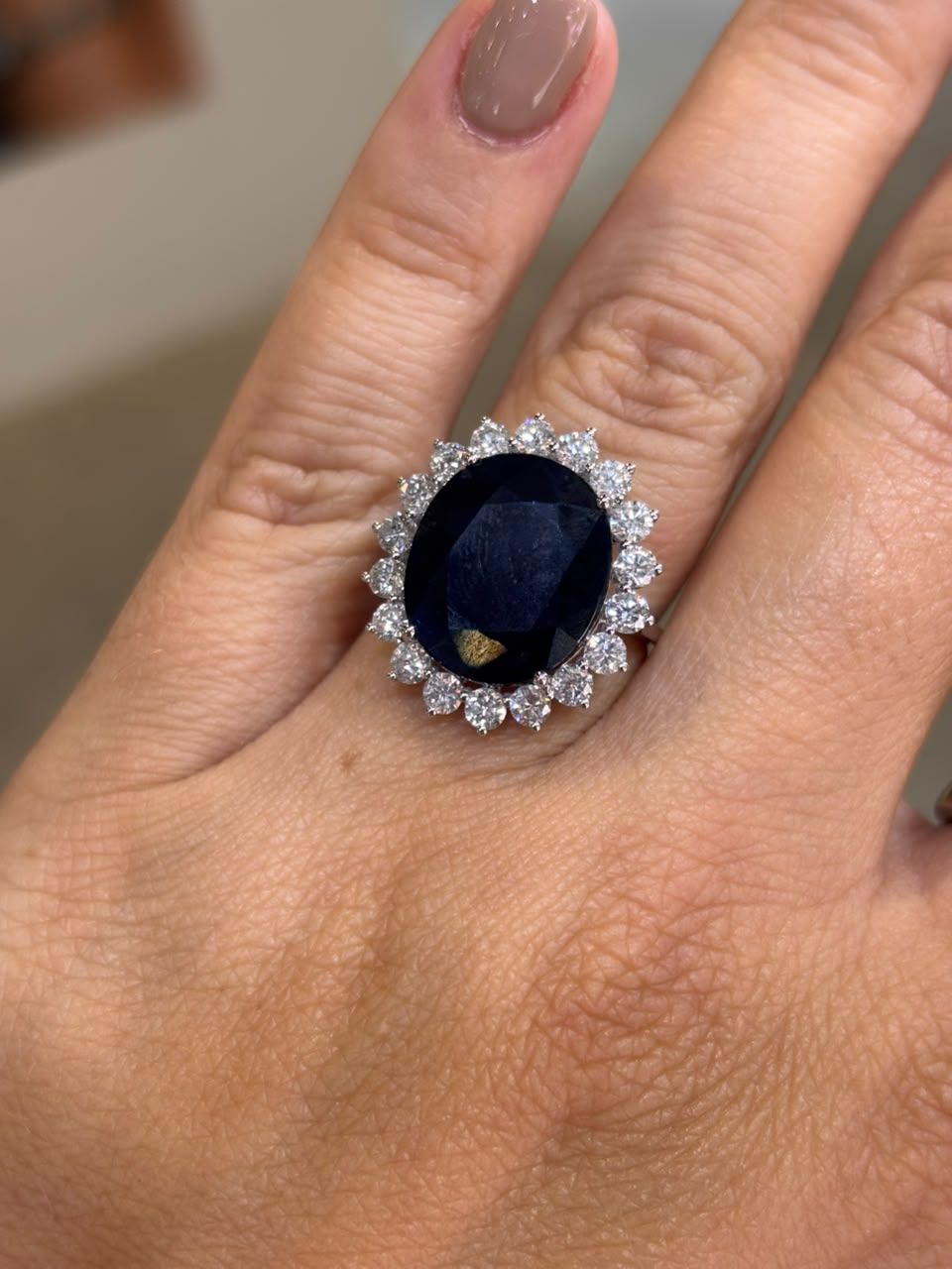 Anillo Lady Di Zafiro Azul