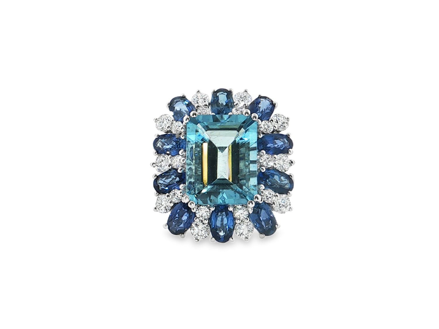 Anillo Aguamarina, Zafiros y Diamantes