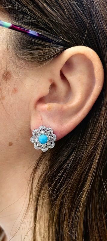 Aretes Turquesa y Diamantes