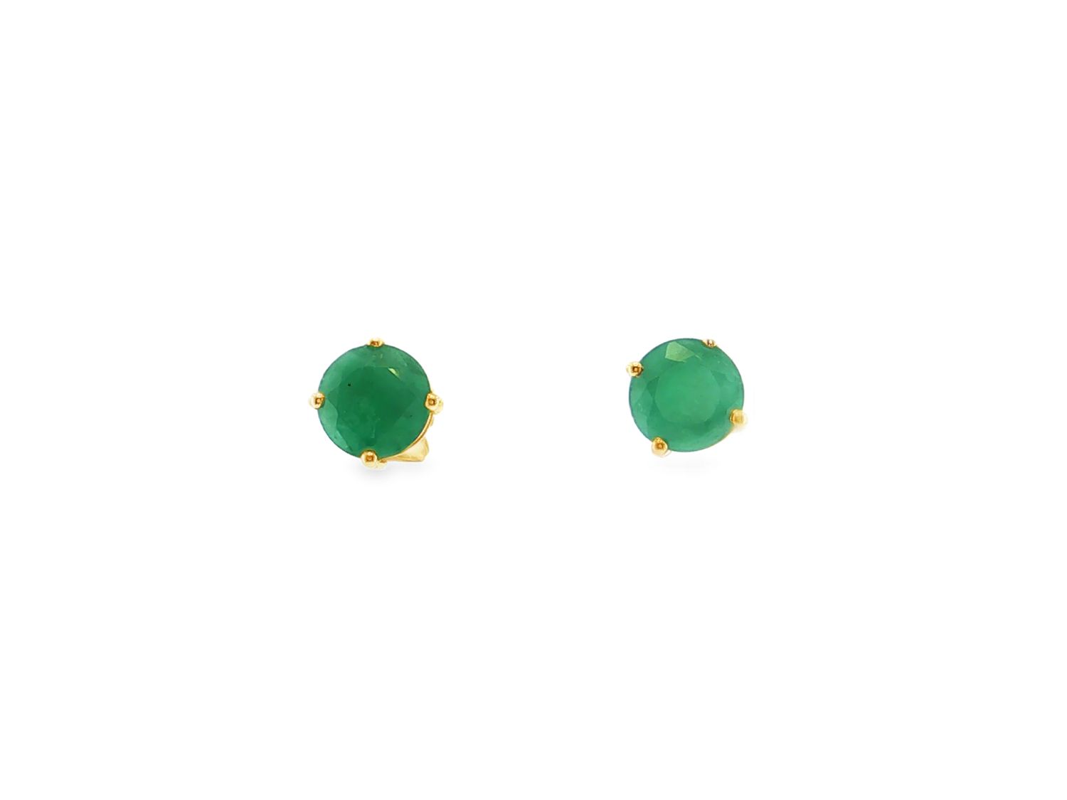 Aretes de Botón Esmeralda