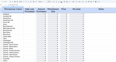Bling Inventory Spreadsheet