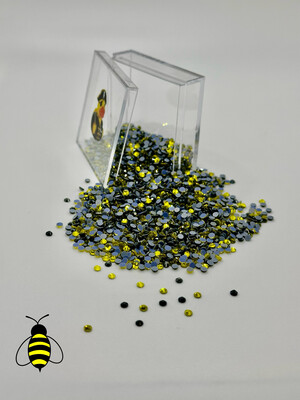 Honey Bee Mix Hotfix Rhinestones – Yellow, Crystal &amp; Jet Hematite SS10