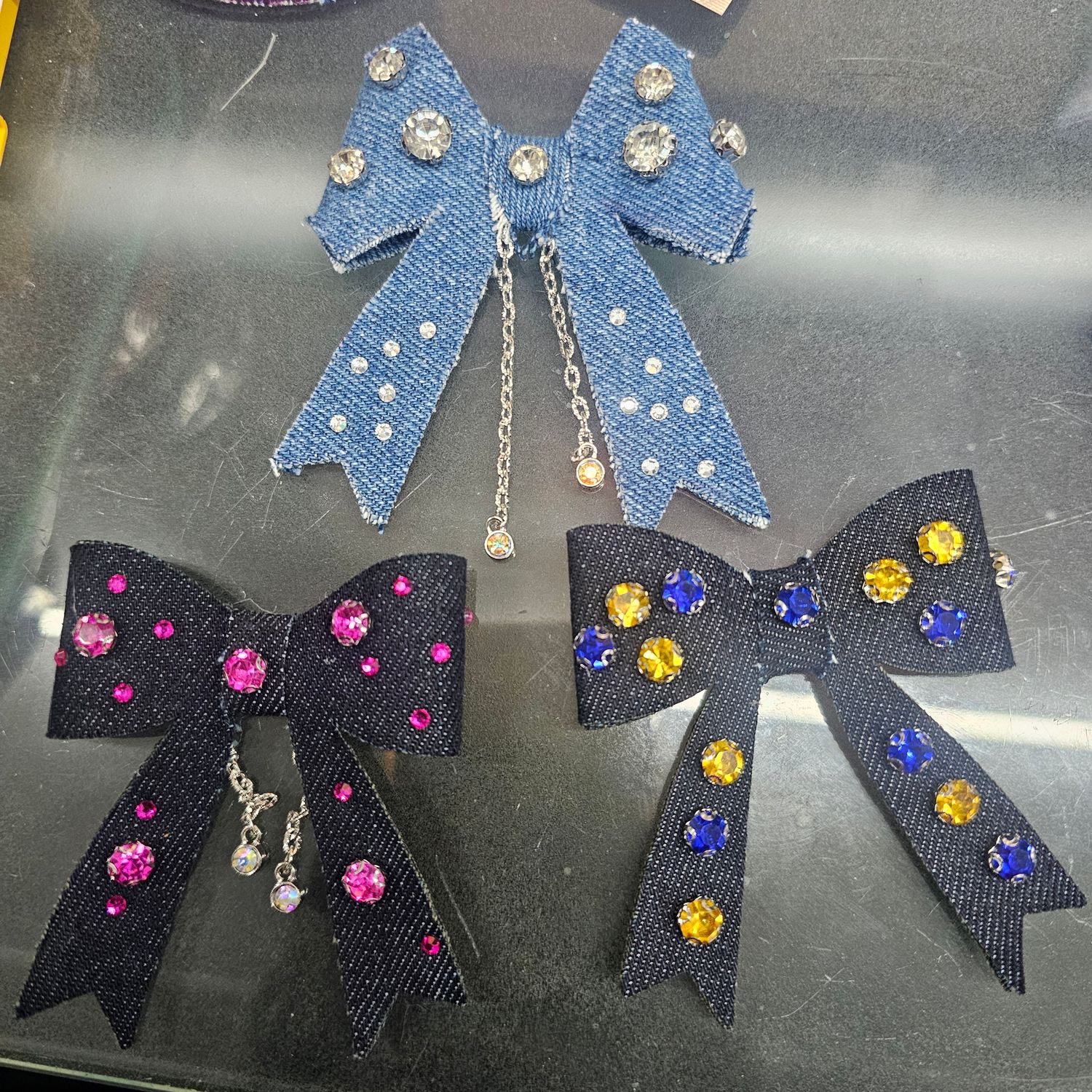 Baby Chunky Bow with Bling Overlay