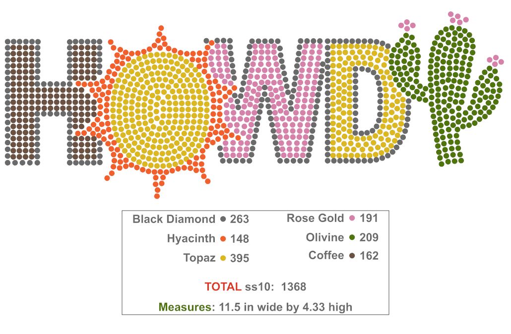 Colt's Canyon "Howdy" Rhinestone Template ss10