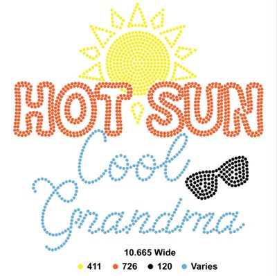 ☀️ Hot Sun Cool Grandma 😎 Coco Beach Rhinestone Template