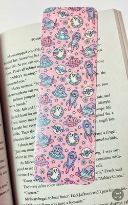 Halloween Cute Ghost Outrer space Halo graphic Pumpkin Bookmark-pink