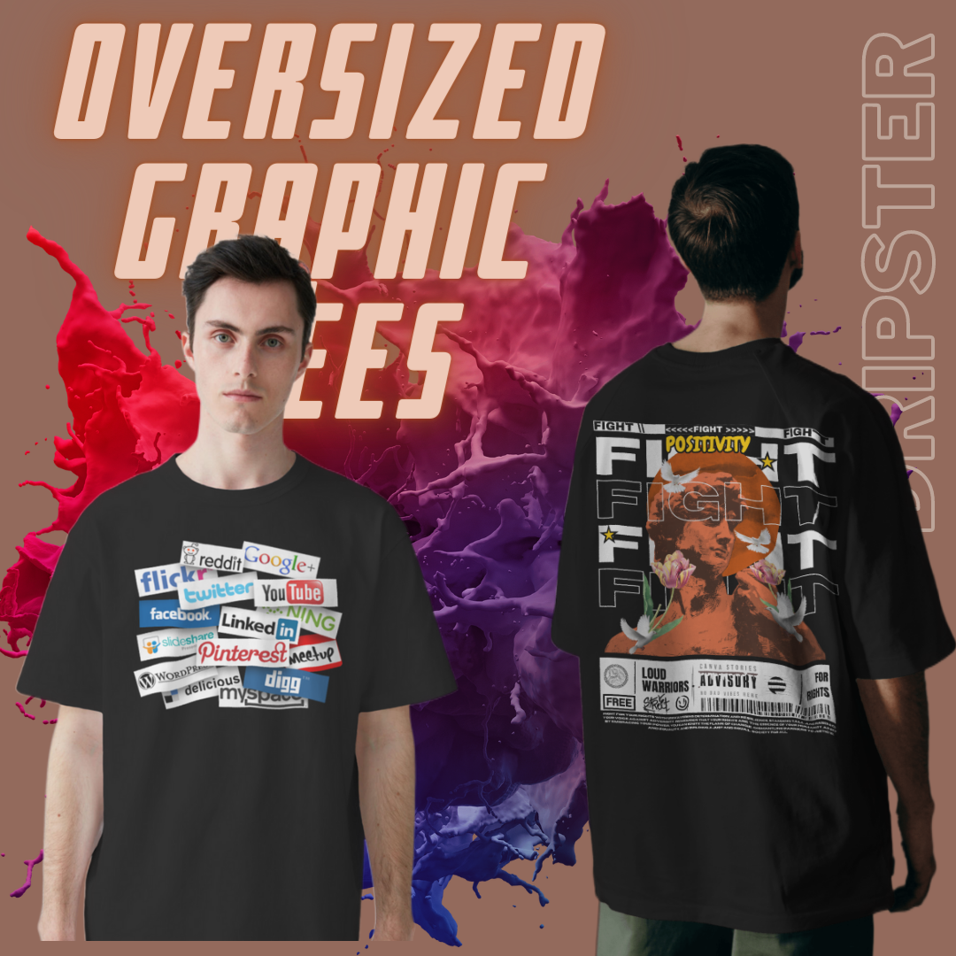 Fight drop shoulder  graphic printed oversized T-shirt