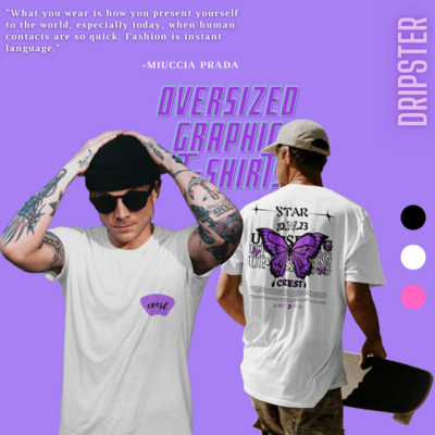 Crest Oversized Drop-Shoulder Graphic-Printed Tee