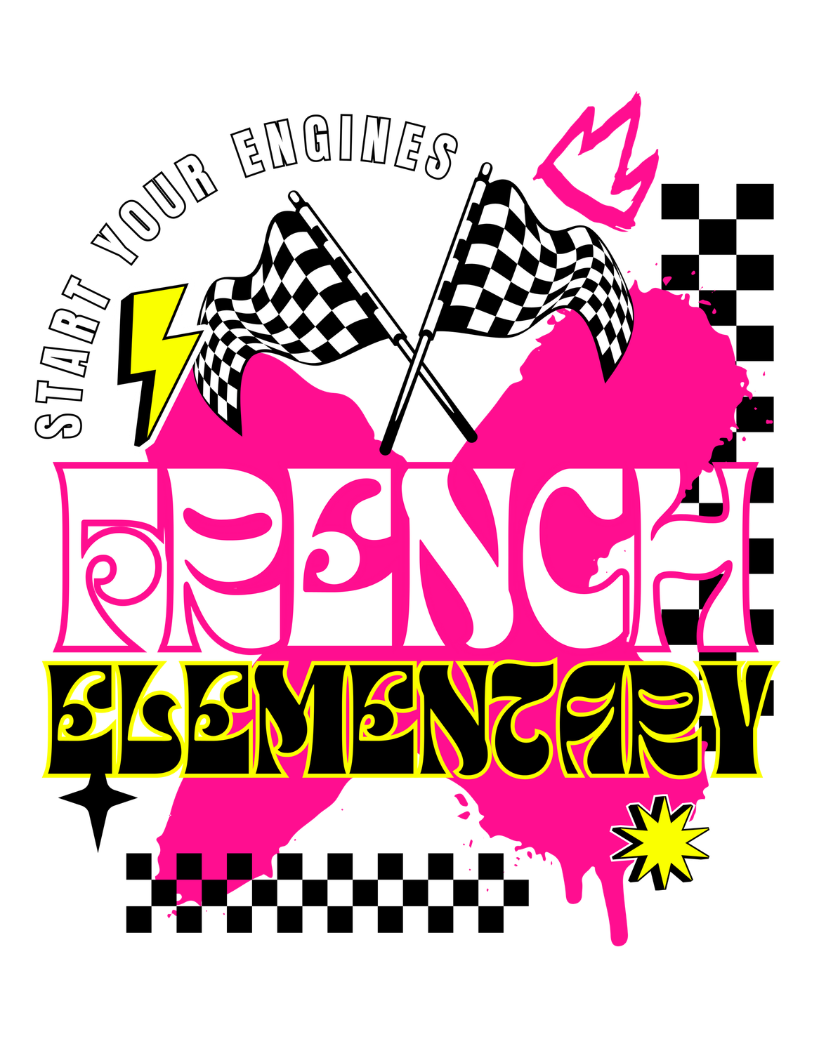 Adult Pink Checkered Flag Design