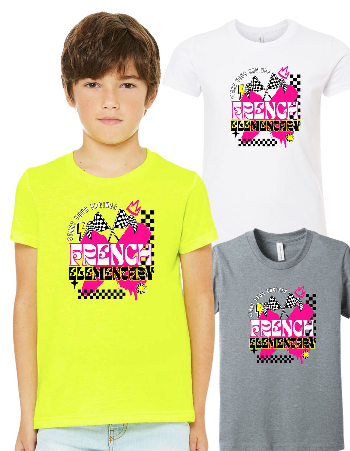 Youth Pink Checkered Flag Design
