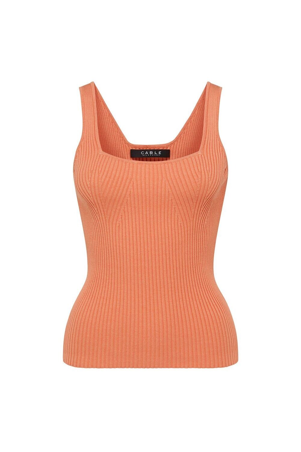 Ribbed Knit Tank, Colour: Apricot Marle, Size: Xsmall