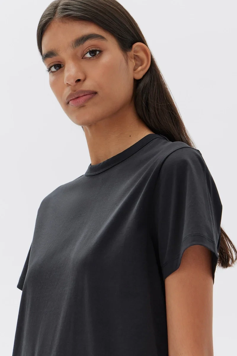 Silk Blend Tee, Size: 6, Colour: Black