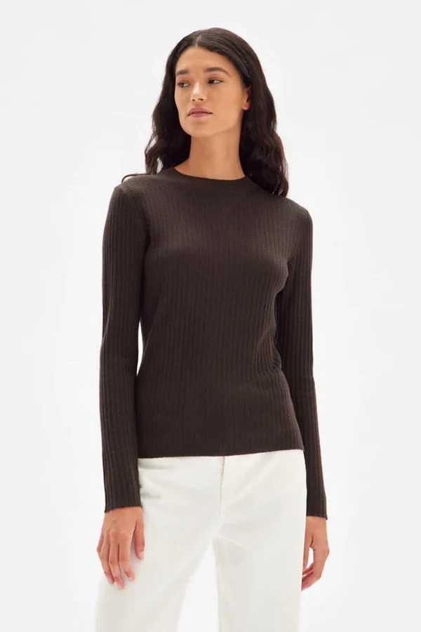Mia Long Sleeve Knit, Size: 8, Colour: Cocoa