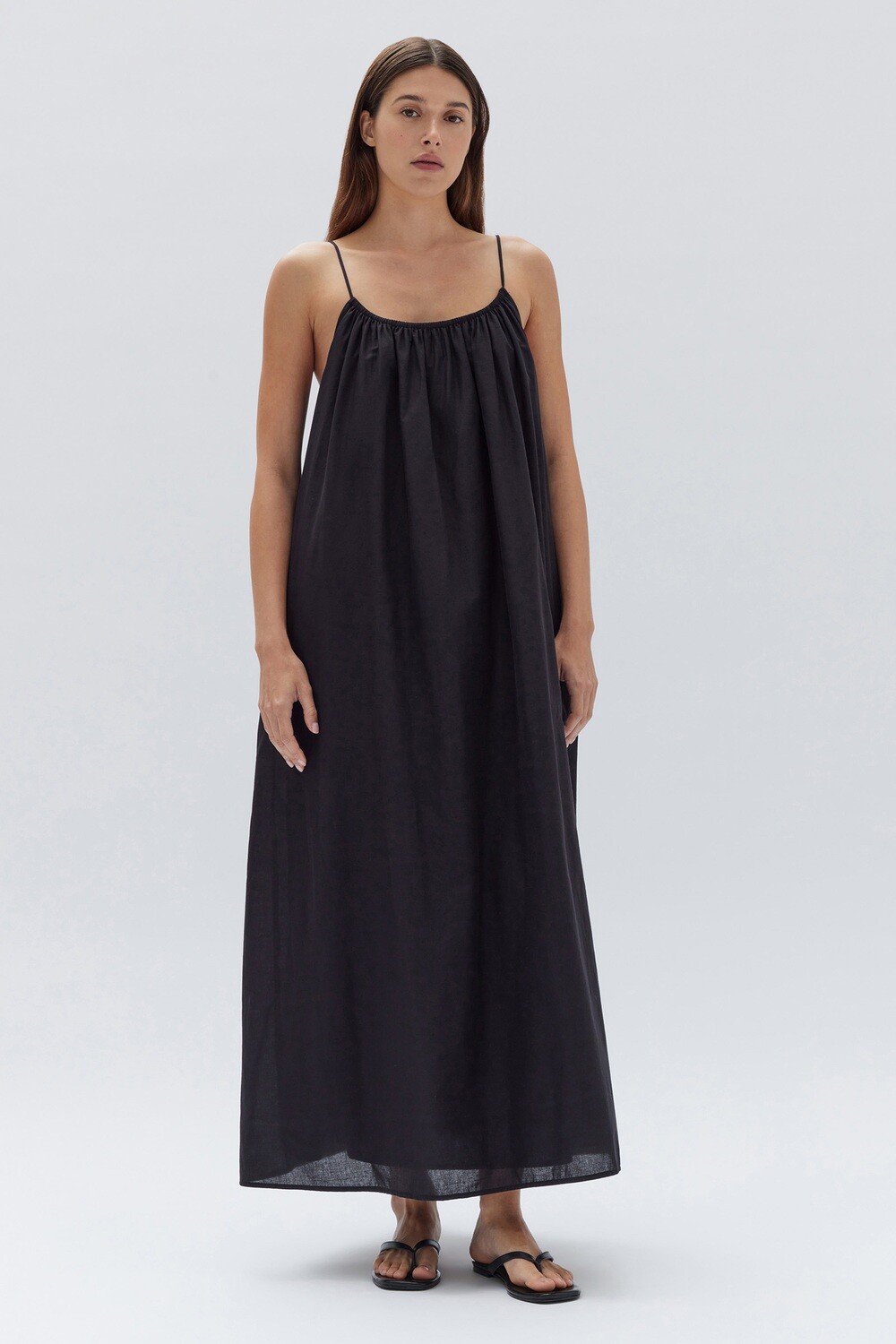 Rosalia Cotton Voile Maxi Dress, Colour: Black, Size: 6
