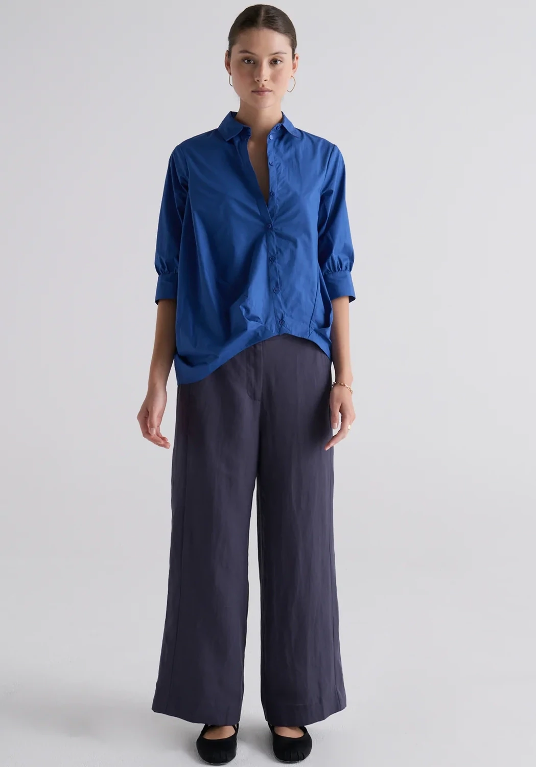 Louie Draped Shirt, Colour: marine, Size: 6