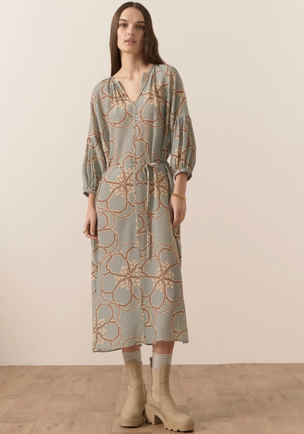Adler Silk Belted Dress, Colour: Adler Print, Size: 8