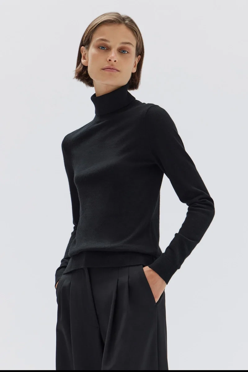 Nia Wool Long Sleeve, Colour: Black, Size: 6