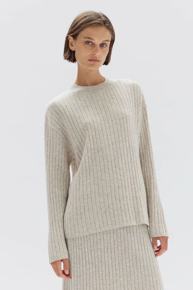 Wool Cashmere Rib Long Sleeve