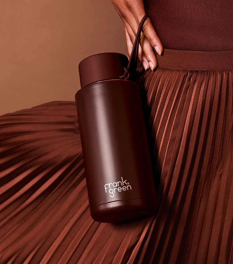 Ceramic Drink Bottle - 34oz/1L, Colour: Chocolate