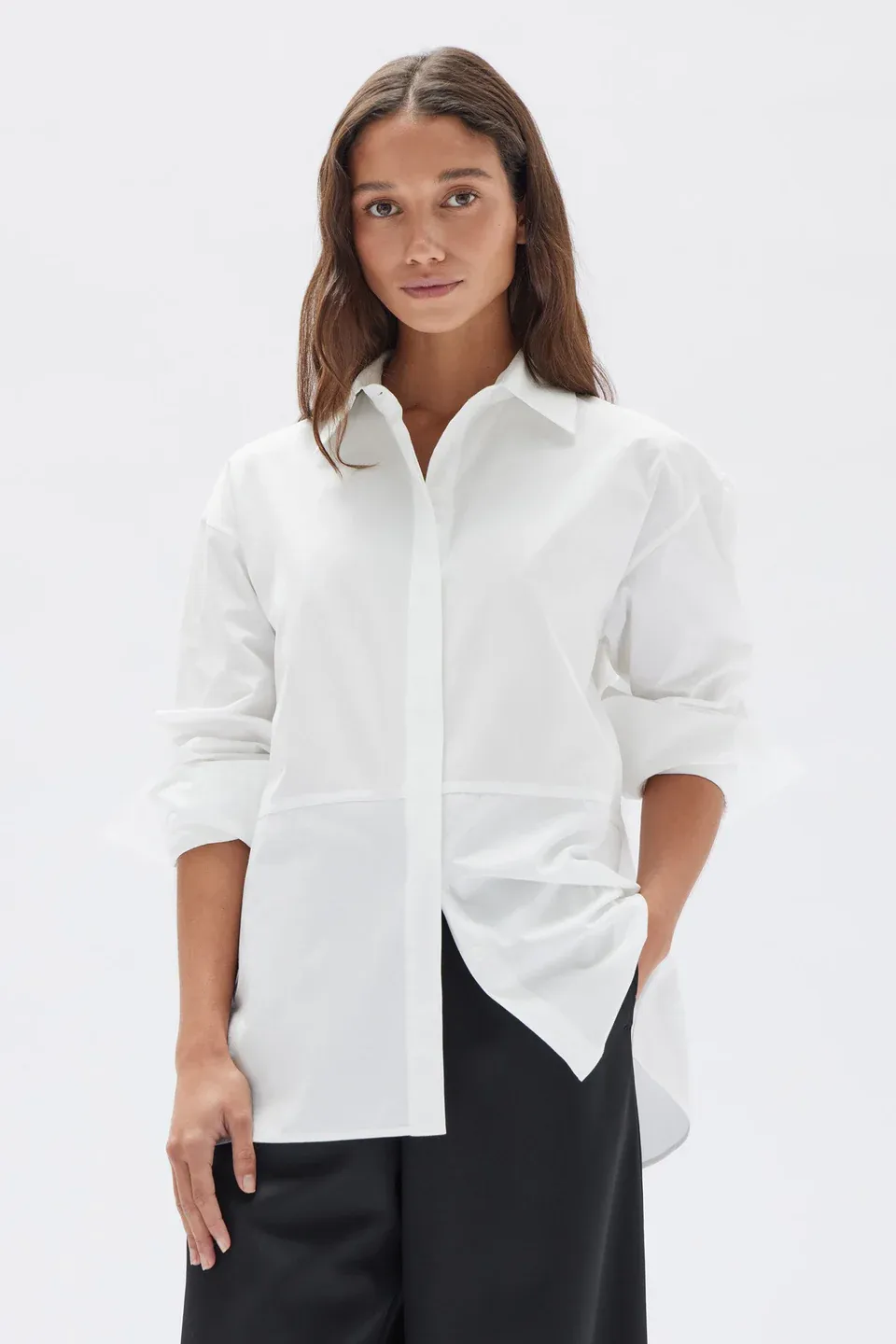 Astrid Cotton Poplin Shirt, Colour: White, Size: 6