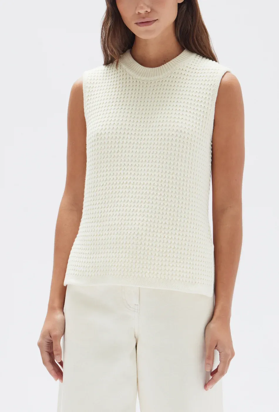 Sienna Knit Tank, Size: 6, Colour: Cream