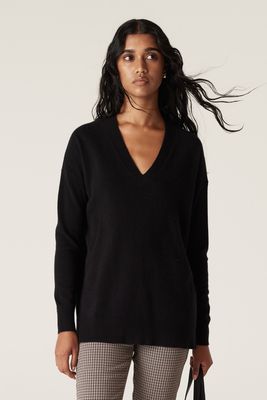 Cashwool V Jumper - Black