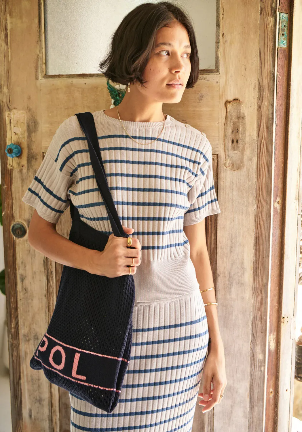 Knit Tote Bag, Colour: Ink