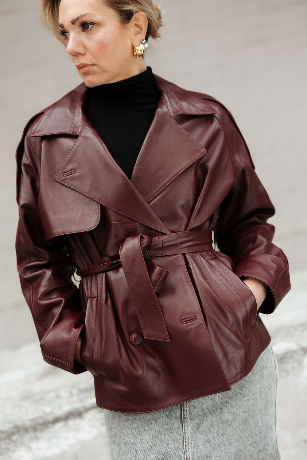 Trench Leather Jacket - Short (In store only)
