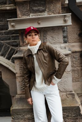 Cropped Zip Leather Jacket (in store only)