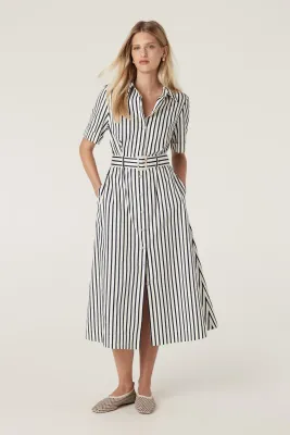Lina Navy Stripe Shirt Dress