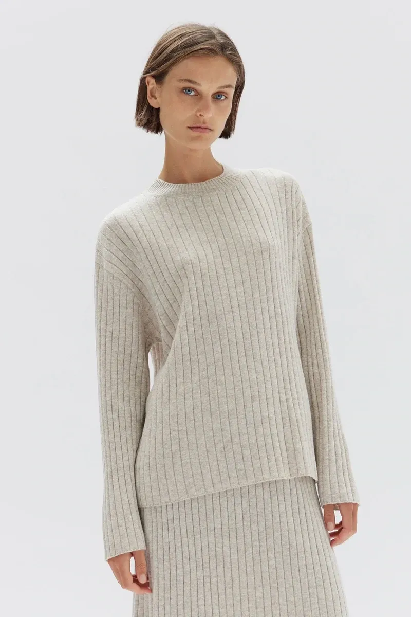 Wool Cashmere Rib Long Sleeve