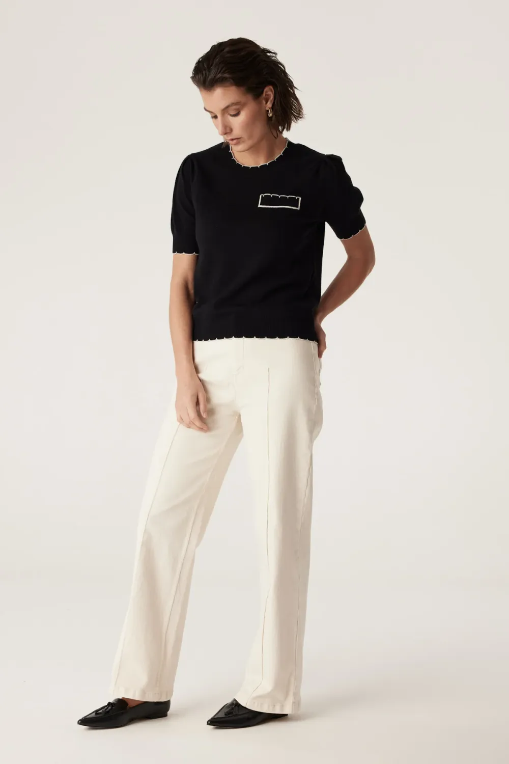 Cashwool Crew Scallop Tee