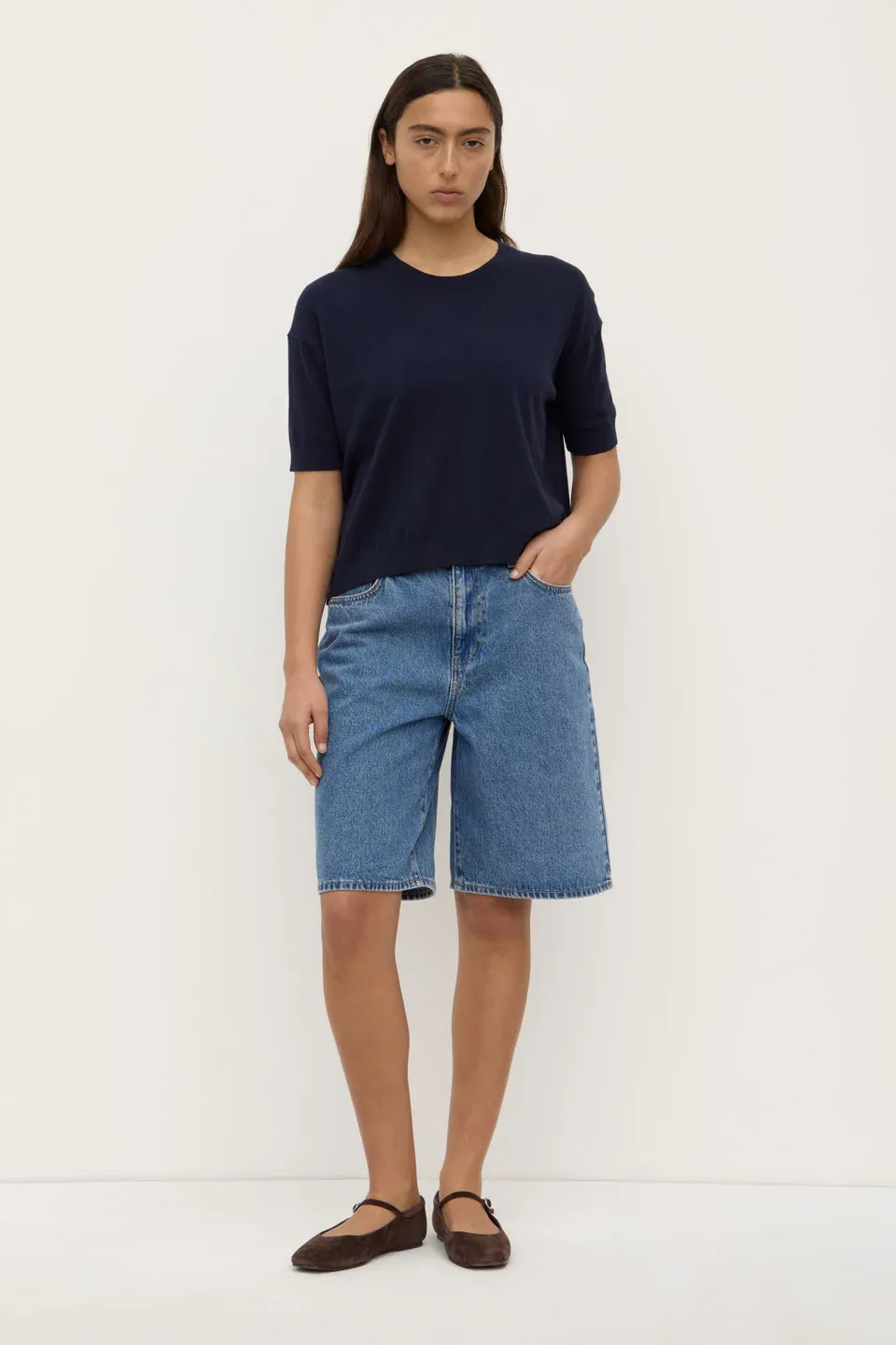 Vanya Boxy Knit Tee (+ colours), Size: 6, Colour: Navy