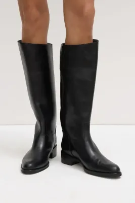 Stevie Leather Riding Boot - Black