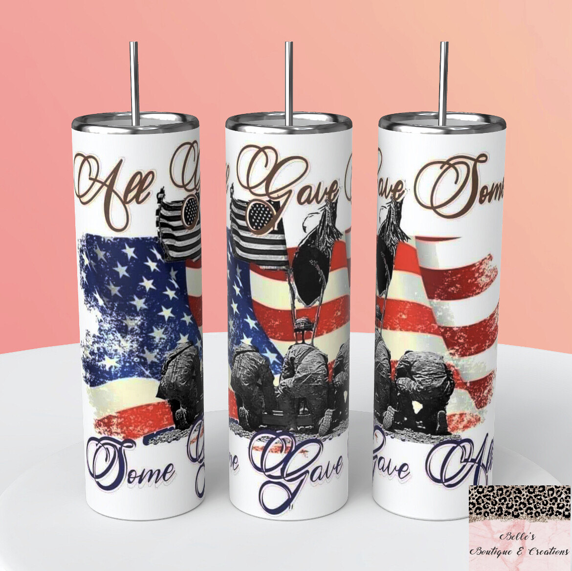 American Flag and Soldiers Tumbler
