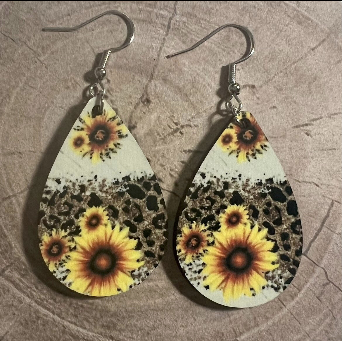 Sunflower and Leopard Earrings