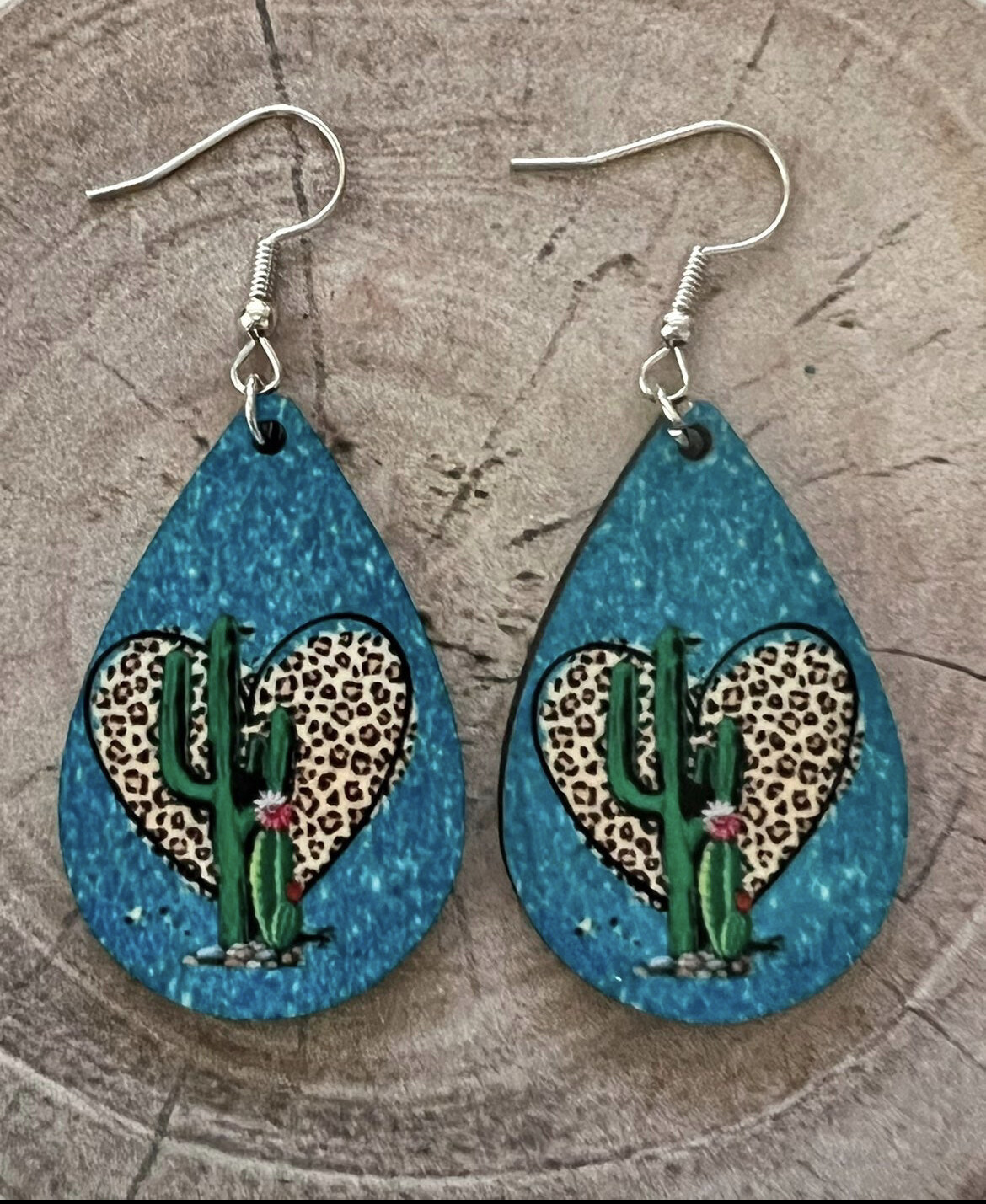 Leopard Print Cactus Earrings