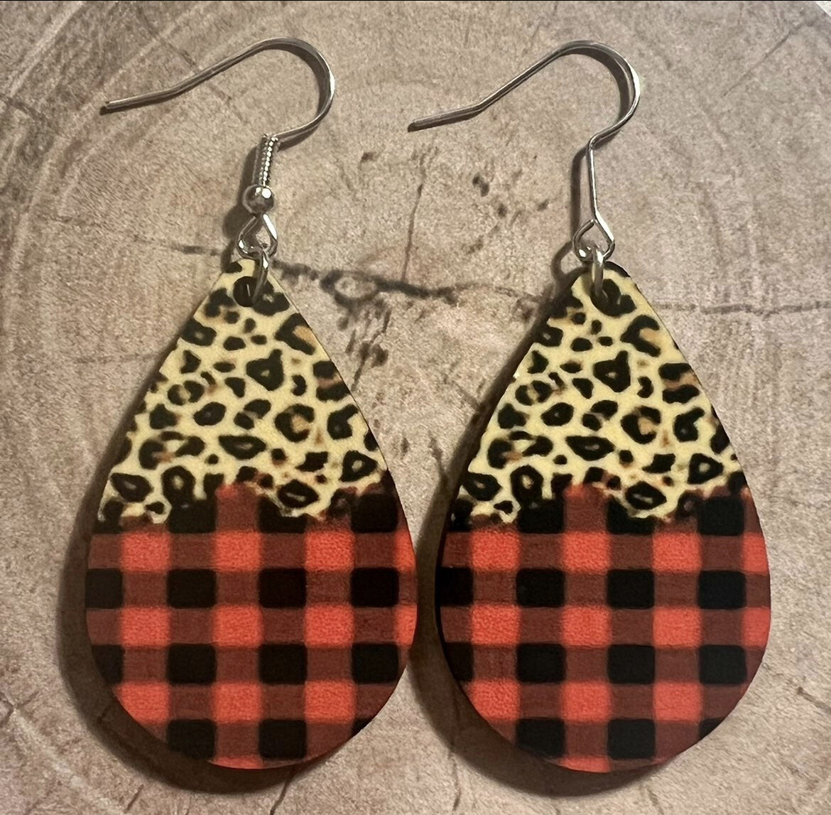 Leopard and Plaid Earrings