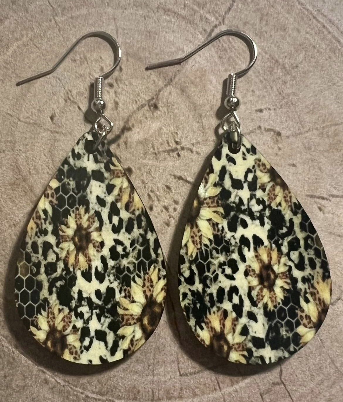 Leopard and Sunflowers Earrings