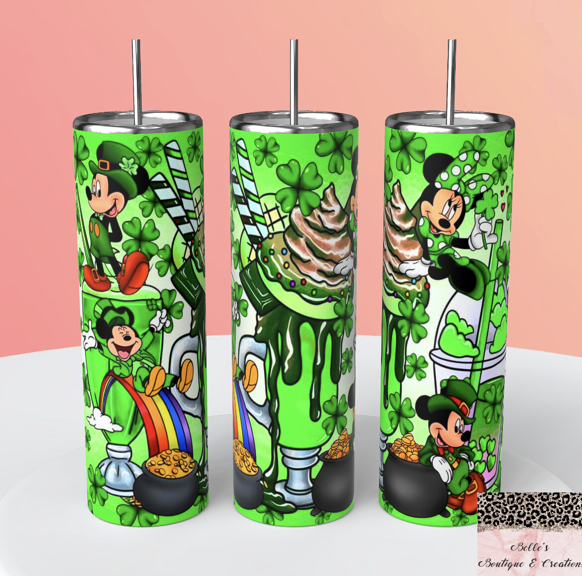 Mickey and Minnie Mouse St Patrick’s Day Tumbler