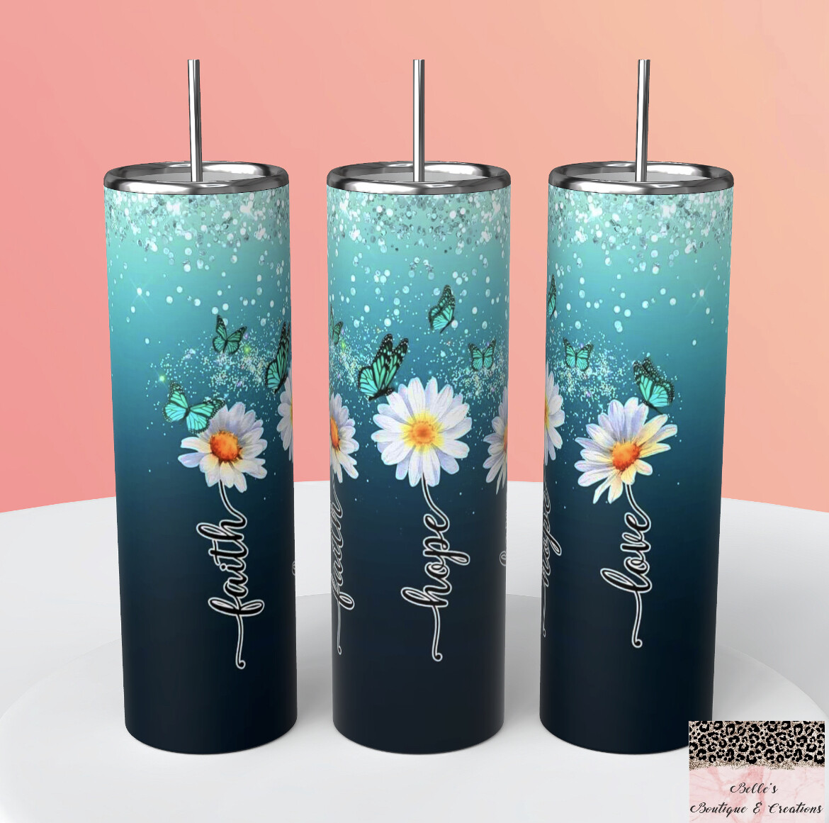 Faith, Hope, and Love Flowers Tumbler