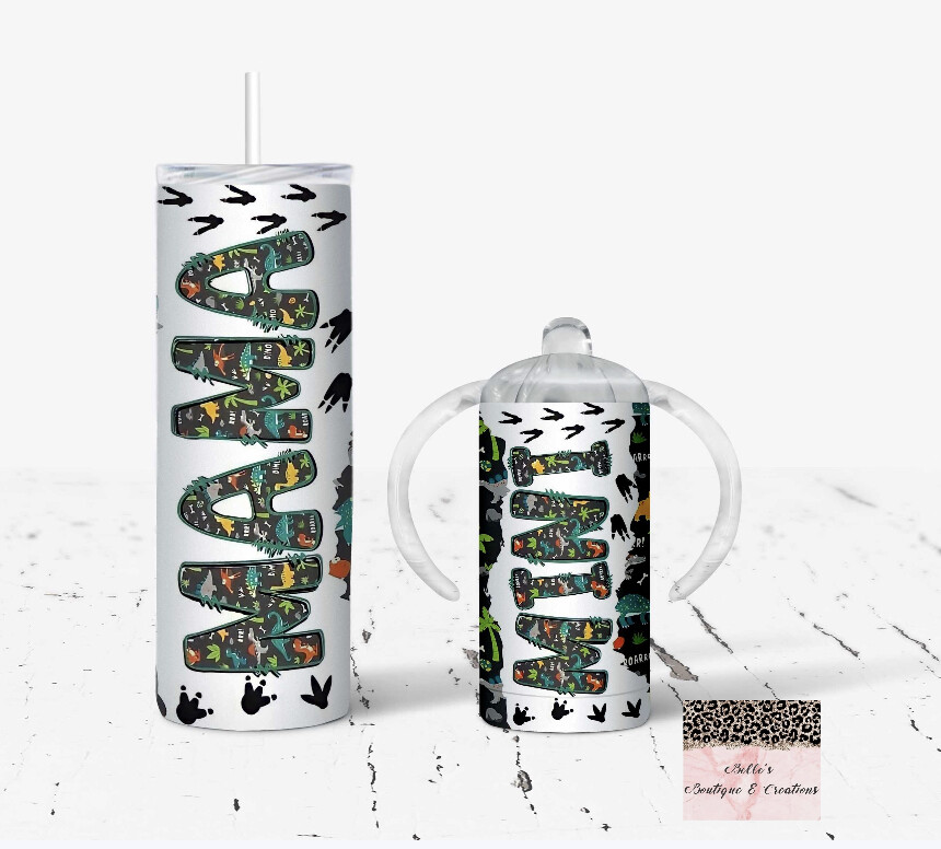 Mama and Mini Dino Tumbler and Sippy Cup Set
