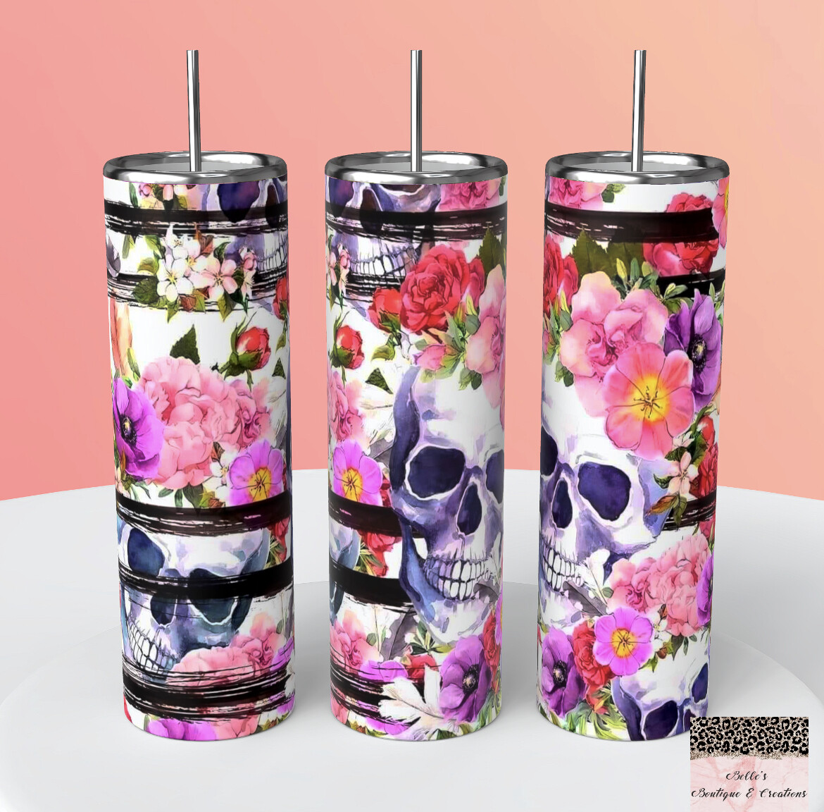 Skulls and Flowers Tumbler