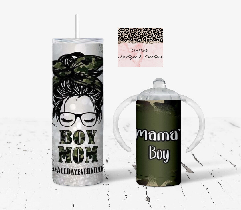 Boy Mom and Mama’s Boy Tumbler and Sippy Cup Set