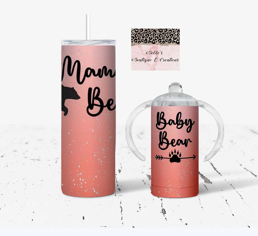 Mama Bear and Baby Bear Tumbler and Sippy Cup Set
