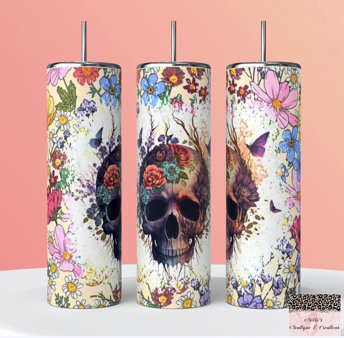 Skulls and Flowers Tumbler