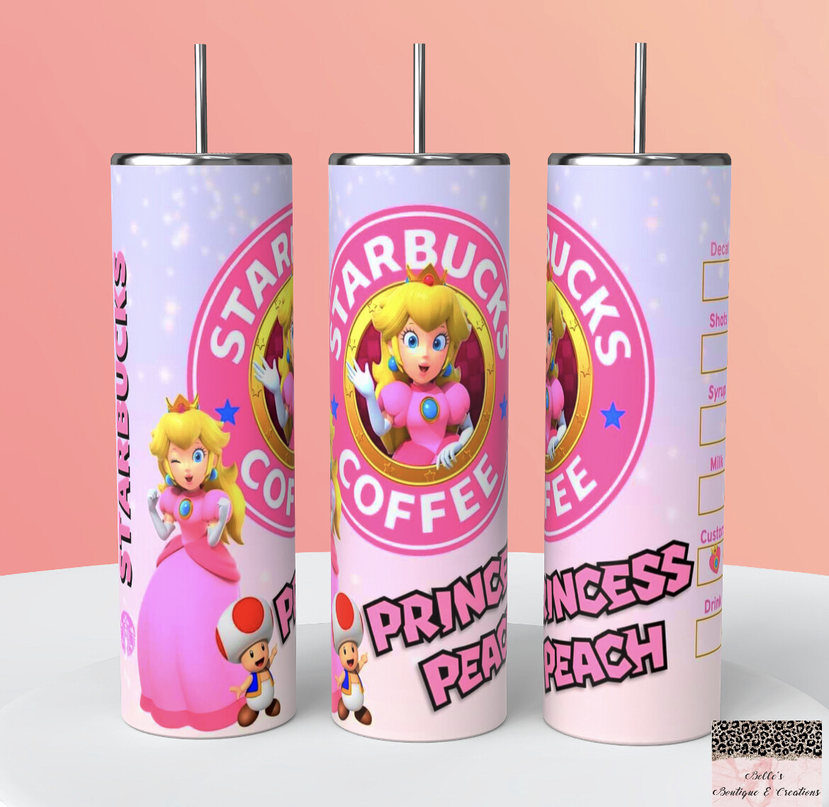 Mario Bros Princess Peach Starbucks Tumbler
