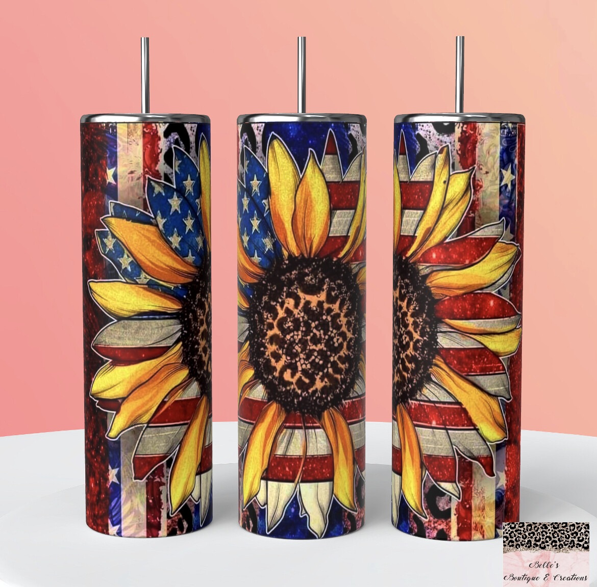 American Flag Sunflower Tumbler