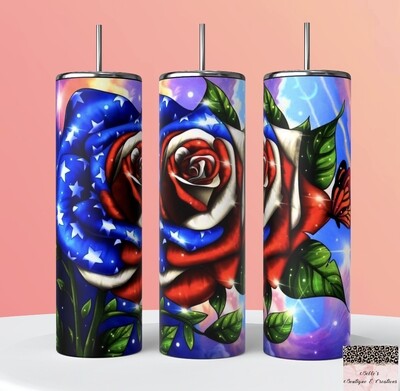 Patriotic Flower Tumbler